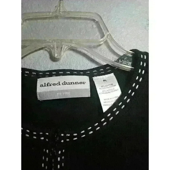 Alfred Dunner Black Floral Embellished Short Sleeve Full ZipUp Sweater Sz PLarge - Picture 4 of 5